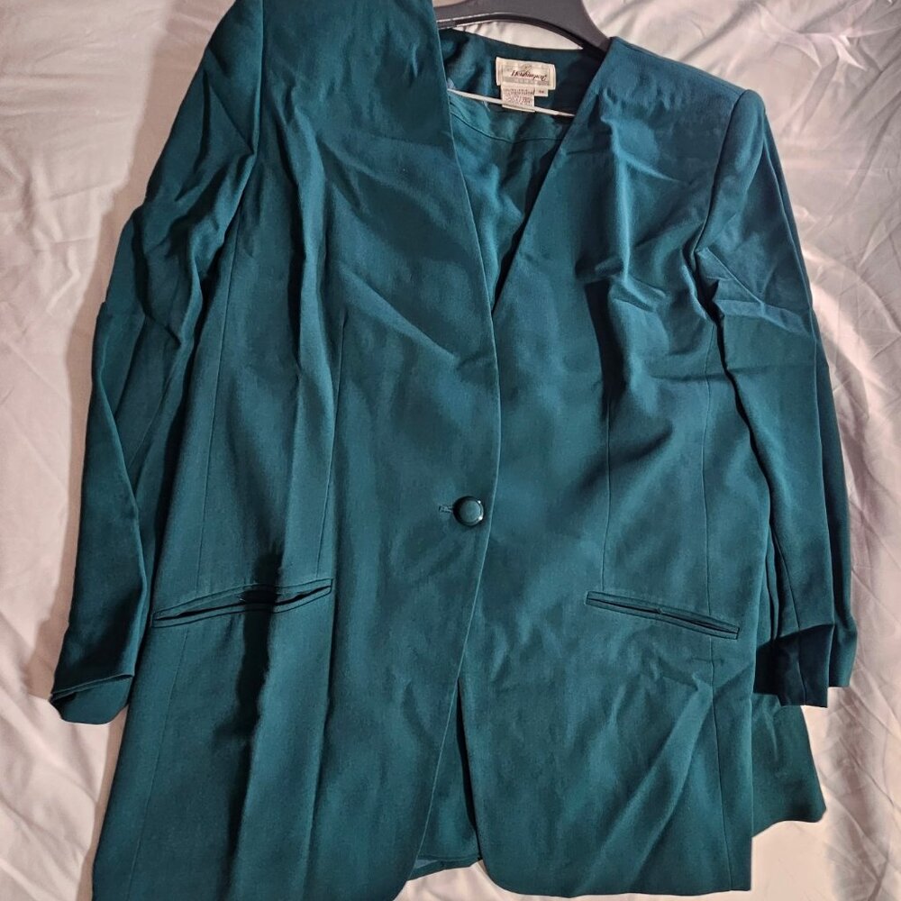Vintage Women's Worthington 2 PC Skirt Suit. Fully-lined. Aqua. Size 18. - Picture 3 of 8